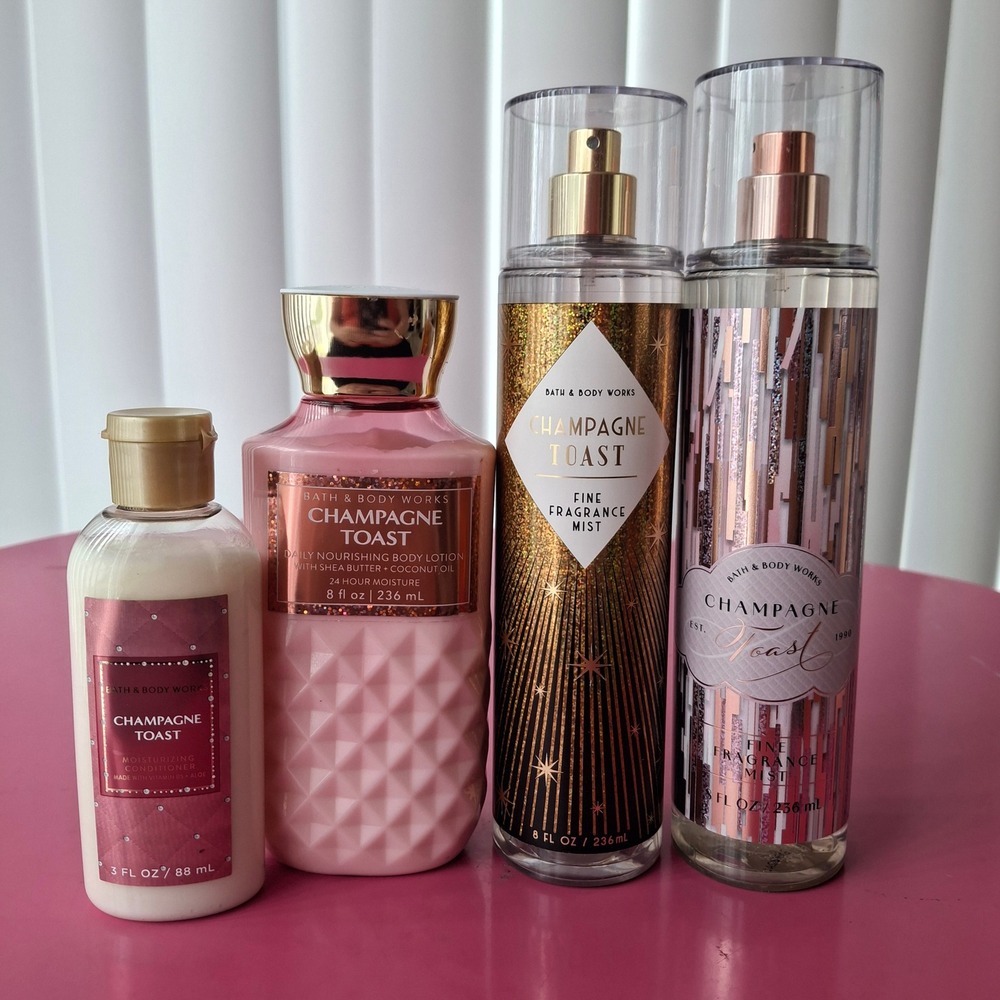 Bath & Body Works CHAMPAGNE TOAST Fragrance Mist Lotion Conditioner Set 4pc